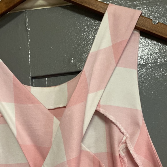 NWT Crown & Ivy Hello Spring Pink & White Plaid Cross Back Cotton Midi Dress - Picture 11 of 16